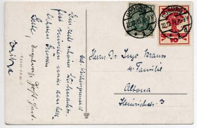 1919, 22.Dez., Ans.-Kte. m. MiF. COBURG 1 *d(Handstpl.) nach Altona. Porto: M 0.15.