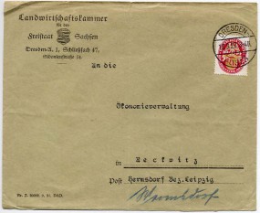 1927, 19.Mrz., Bf.m. EF. DRESDEN-ALTST. 3(Handstpl.). Porto: RM 0.10.