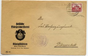 1930, 14.Nov., Bf.m. EF. KÖNIGSTÄDTEN (KR. GR.GERAU) RÜSSELSHEIM (HESSEN)(Landpoststpl.)...