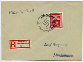 1943, 30.Jan., R-Bf.m. EF. MÜNCHEN HAUPTSTADT DER BEWEGUNG - 10 JAHRE MACHTÜBERNAHME FÜHR...