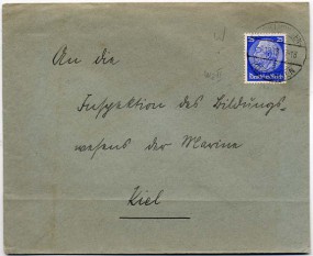 1933, 6.Okt., Bf.m. EF. WILHELMSHAVEN-RÜSTRINGEN f(Handstpl.) nach Kiel. Porto: RM 0.25....