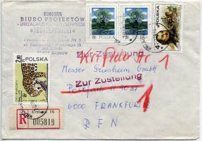 1979, 7.Feb., R-Bf.m. MiF. KRAKÓW 16 *h*(Handstpl.) nach Westdeutschland. Porto: Zl.15.0...
