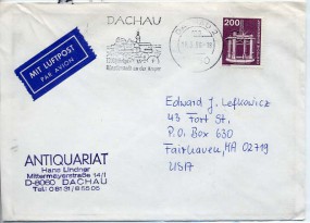 1986, 18.Mrz., Bf.m. EF. 8060 DACHAU 2 ma - DACHAU 1200JÄHRIGE KÜNSTLERSTADT AN DER AMPER...