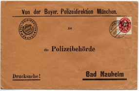 1921, 19.Nov., Drucks.-Bf.m. EF. MÜNCHEN..(Handstpl.) nach Bad Nauheim. Porto: M 0.15.