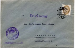 1934, 22.Jun., Drucks.-Bf.m. EF. OELSNITZ (VOGTL.) *.(Handstpl.) nach Dresden. Porto: RM...