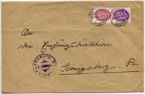 1932, 19.Aug., Bf.m. MiF. STUHM (WESTPR.)(Handstpl.) nach Königsberg. Porto: RM 0.25.