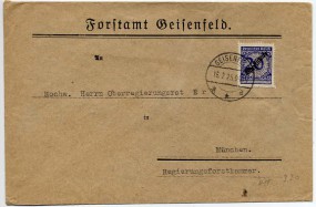 1925, 16.Feb., Bf.m. EF. GEISENFELD **a(Handstpl.) nach München. Porto: RM 0.20.