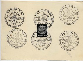 1938, 1.Apr., Kte. m. EF. BERLIN W62 e - L.V. BERLIN RDP PHILATELISTEN ZEIGEN POSTWERTZEI...