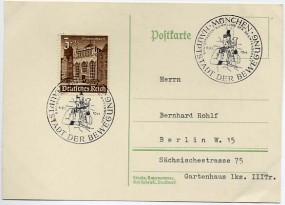 1941, 4.Jan., Kte. m. EF. MÜNCHEN HAUPTSTADT DER BEWEGUNG - GAU-STRASSENSAMMLUNG DER BEAM...