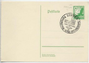 1938, 19.Jun., Kte. m. EF. BREMEN - AUSSTELLUNG SCHLÜSSEL ZUR WELT(So.-Stpl.). Sonntags ...