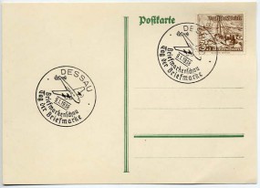 1938, 9.Jan., Kte. m. EF. DESSAU - BRIEFMARKENSCHAU TAG DER BRIEFMARKE(So.-Stpl.). Sonnt...