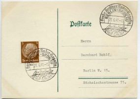 1941, 21.Jun., Drucks.-Kte. m. EF. BERLIN-GRÜNAU - GROSSE BERLINER RUDER-REGATTA(So.-Stp...