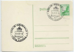 1937, 21.Jun., Kte. m. EF. BERLIN-GRUNEWALD 1 - SPORTLAGER DER OPERA BALILLA(So.-Stpl.)....