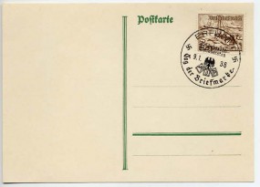 1938, 9.Jan., Drucks.-Kte. m. EF. ERFURT 1 - TAG DER BRIEFMARKE REICHSBUND DER PHILATELIS...