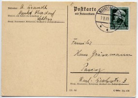 1935, 7.Aug., Kte. m. EF. MARKTOBERDORF ***(Handstpl.) nach Pasing. Porto: RM 0.06.