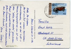 1986, 23.Jan., Ans.-Kte. m. EF. CENTRAL POST OFFICE VICTORIA..(Handstpl.) in die Schweiz...