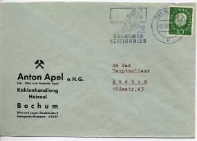 1961, 12.Mai , Bf.m. EF. (21b) BOCHUM 1 b - 12.-14.MAI 1961 BOCHUMER REITTURNIER(Masch.-...