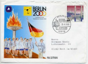 1993, 30.Aug., Bf.m. EF. 10619 BERLIN 12 - DEUTSCHE BEWERBERSTADT OLYMPIA 2000(So.-Stpl....