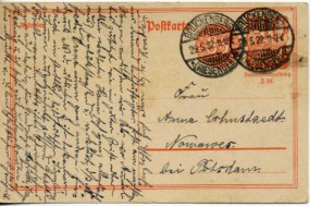 1922, 29.Mai , 40&85Pfg.-GA-Kte. BRÜCKENBERG (RIESENGEB.) *a(Handstpl.) nach Nowawes. Po...