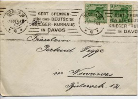 1921, 7.Sep., Bf.m. MeF. BERLIN W9 ** - GEBT SPENDEN FÜR DAS DEUTSCHE KRIEGER-KURHAUS IN ...