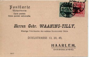 1920, 16.Feb., Kte. m. MiF. BERLIN NO25 *m(Handstpl.) in die Niederlande. Porto: M 0.15....