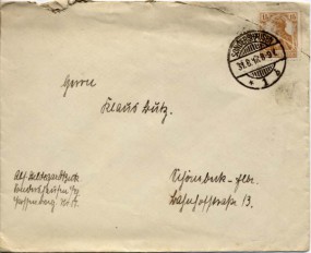 1917, 31.Aug., Bf.m. EF. SONDERSHAUSEN 1 *b(Handstpl.) nach Schönebeck. Porto: M 0.15. M...