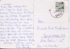 1979, 25.Jul., Ans.-Kte. m. EF. 50232..(undeutl.Handstpl.) nach Westdeutschland. Porto: ...