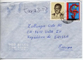 1979, 11.Jan., Lp.-Bf.m. MiF. C.T.T. ANGOLA LUANDA-S.PAULO(Handstpl.) in die Schweiz. Po...