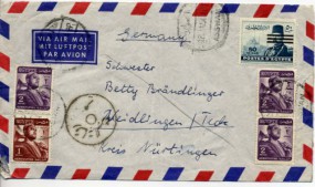 1954, 18.Jan., Lp.-Bf.m. MiF. ASSWAN(Handstpl.) nach Westdeutschland. Porto: 57 M.