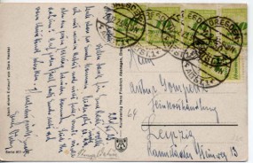 1923, 22.Dez., Ans.-Kte. m. MeF. DRESDEN-ALTST. 1 *r(Handstpl.) nach Leipzig. Porto: RM ...