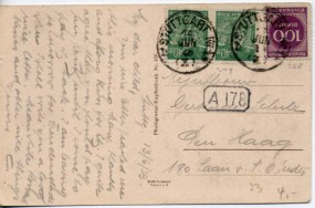 1923, 14.Jun., Ans.-Kte. m. MiF. STUTTGART Nr.1 b*(württ. Handstpl.) in die Niederlande....