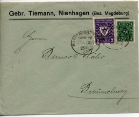 1922, 25.Okt., Bf.m. MiF. MAGDEBURG-THALE BAHNPOST ZUG 367(Bahnpost-Stpl.) nach Braunsch...