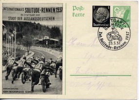 1937, 23.Mai , 1&5Pfg.-GA-Kte. STUTTGART-GLEMSECK - INT. SOLITUDE-RENNEN 1937(So.-Stpl.)...