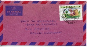 1993, 29.Okt., Lp.-Bf.m. EF. IRINGA TANZANIA(Handstpl.) nach Deutschland. Porto: 100'-.