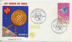 1965, 17.Mai , FDC m. EF. DJIBOUTI - CENTENAIRE UIT(So.-Stpl.).