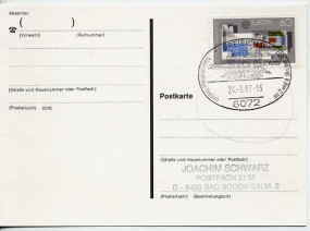 1987, 24.Sep., Kte. m. EF. 6072 DREIEICH 1 - SCHWARZ U. WEISS IM MINERALREICH MINERALIENT...