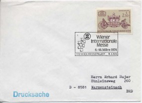 1974, 8.Mrz., Drucks.-Bf.m. EF. 1150 WIEN MESSEPALAST 1 - WIENER INTERNATIONALE MESSE 6.-...