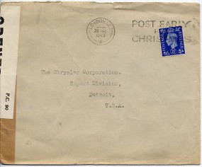 1940, 20.Dez., Bf.m. EF. LONDON S.E.1 A - POST EARLY FOR CHRISTMAS(Masch.-Werbestpl.) in...