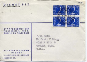 1960, 14.Apr., Drucks.-Bf.m. MeF. 's GRAVENHAGE - FILATELISTISCHE DIENST(Handstpl.) in d...