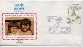 1979, 29.Aug., FDC m. EF. CORREOS DEL URUGUAY - AÑO INTERNACIONAL DEL NIÑO(So.-Stpl.).