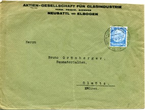 1938, 21.Okt., Bf.m. EF. NEUSATTL BEI ELLBOGEN c WIR SIND FREI!(Handstpl.) nach Olmütz(T...