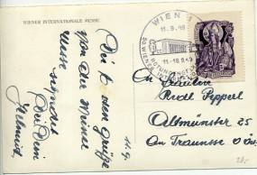 1949, 11.Sep., Ans.-Kte. m. EF. WIEN 1 ROTUNDENGELÄNDE - 50. WIENER INTERNATIONALE MESSE...