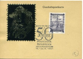 1961, 16.Apr., Kte. m. EF. WIEN 101 2 - 50 JAHRE PFADFINDER IN ÖSTERREICH JUBILÄUMSAUSSTE...