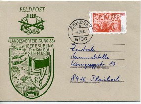 1988, 7.Sep., Bf.m. EF. 6100 FELDPOST b(Handstpl.). Porto: DM 0.80.