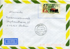 2001, 9.Jul., Lp.-Bf.m. EF. CENTRAL BELO HORIZONTE - MG(Handstpl.) nach Deutschland. Por...