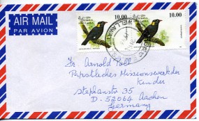 1993, 21.Okt., Lp.-Bf.m. MeF. WELLAWATTA(Handstpl.) nach Deutschland. Porto: Rp.20.00.