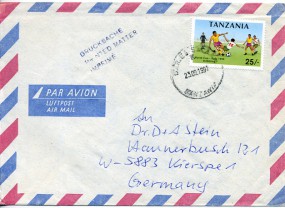 1991, 23.Sep., Lp.-Drucks.-Bf.m. EF. DAR-ES-SALAAM K(Handstpl.) nach Deutschland. Porto:...