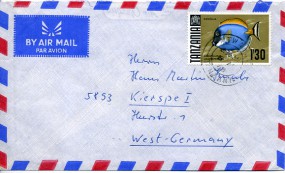 1968, 6.Apr., Lp.-Bf.m. EF. MTWARA(Handstpl.). Porto: 1'30.