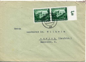 1940, 4.Aug., Bf.m. MeF. BERLIN SW. aa(Handstpl.) nach Aurich. Sonntags gestempelt! Port...