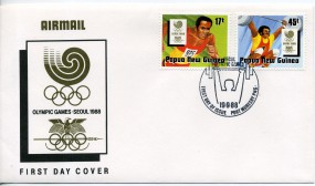 1988, 19.Sep., FDC m. MeF. PORT MORESBY(So.-Stpl.).